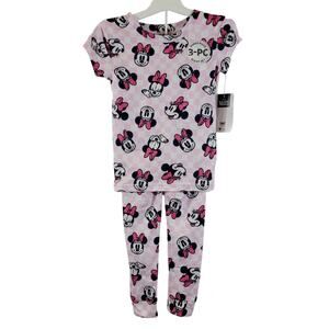 Disney Minnie Mouse 3 Pc Pajama Set Pink Size 4 NWT